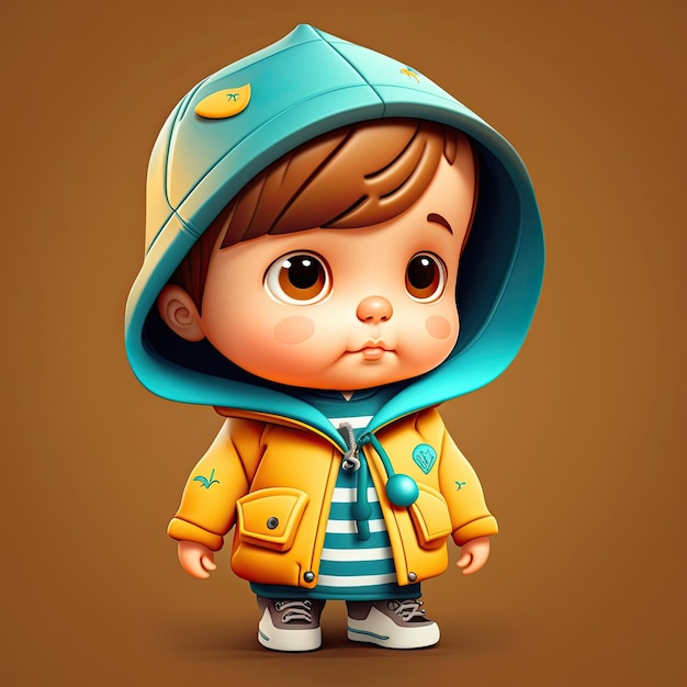 Small boy on colorful background funny cartoon character school kid 3d Generative AI