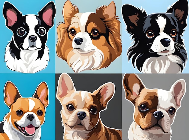 Small breed dogs stickers Chihuahua french Bulldog Cavalier King Charles Spaniel Welsh Corgi