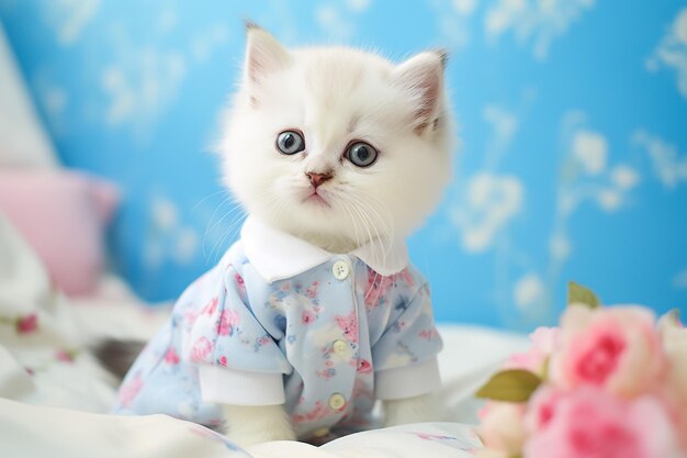 Small british kitten in pink