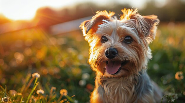 Small Brown Dog Standing on Lush Green Field