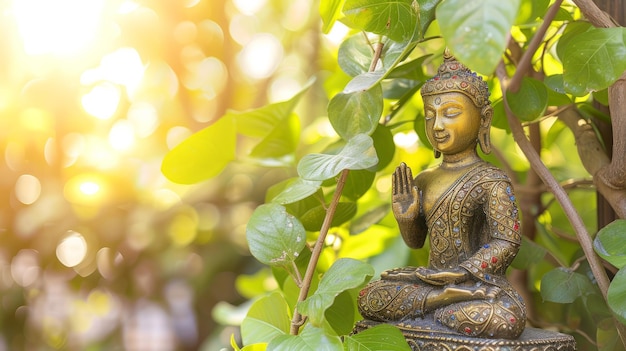 Small Buddha statue in the foliage