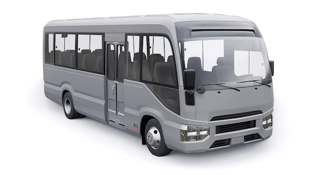 디자인 및 광고 3d 그림을 위한 빈 몸이 있는 여행용 자동차를 위한 도시 및 교외용 소형 버스