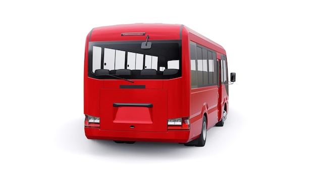 Small bus for urban and suburban for travel Car with empty body for design and advertising 3d illustration