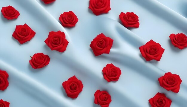 Small bush roses on a creamy satin fabric