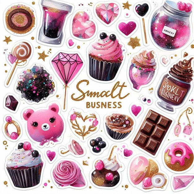 small business illustration cute pink