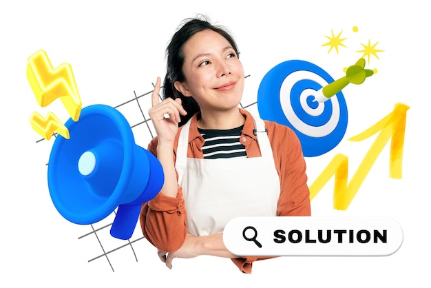 소규모 비즈니스 솔루션 png 워드 요소 3d 리스 투명한 배경