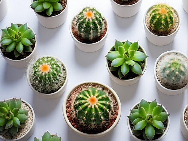 small cacti with a white wall background