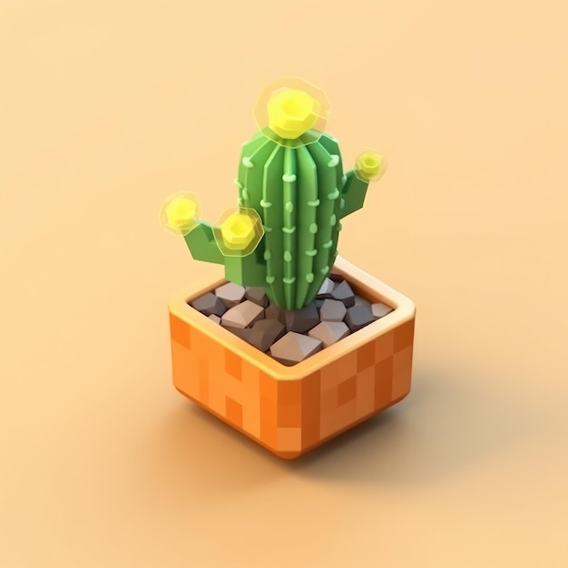 A small cactus in a small vase