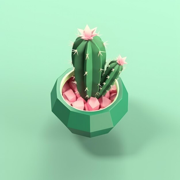 Photo a small cactus in a small vase