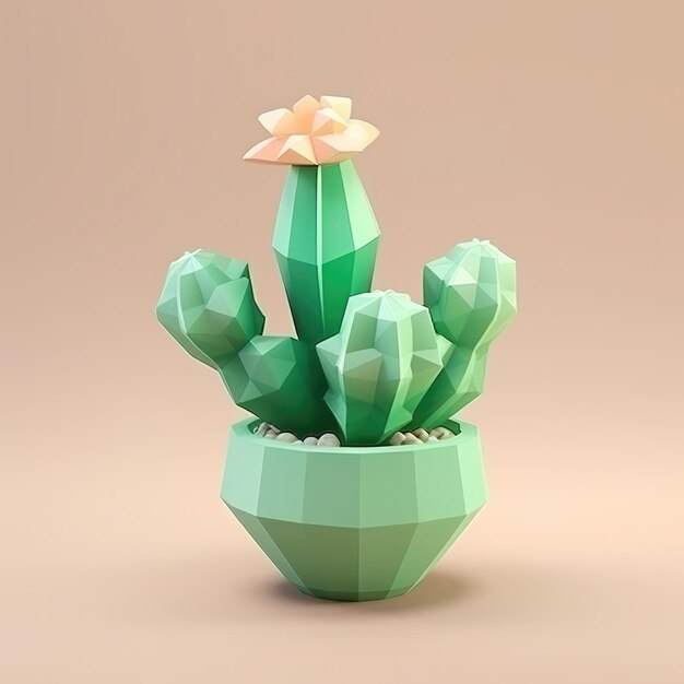 Photo a small cactus in a small vase