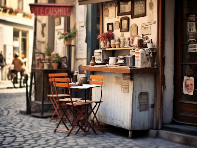 A small cafe with a sign that says " espresso's " on it.