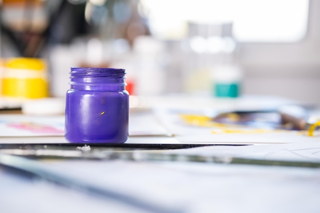 A small can of purple gouache