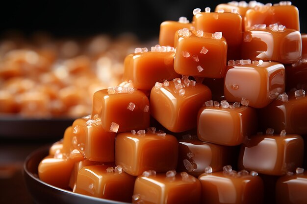 Small candy caramel closeup