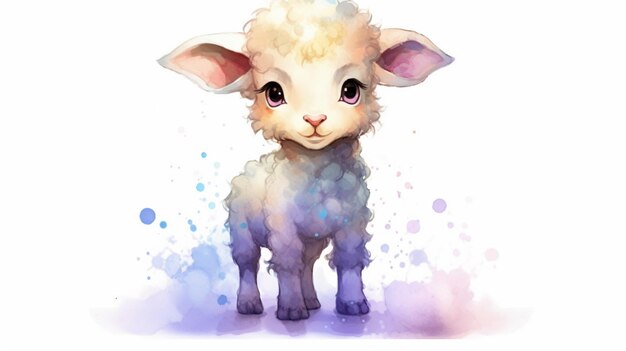 a small cartoon baby sheep with blue and white eyes inGenerative AI