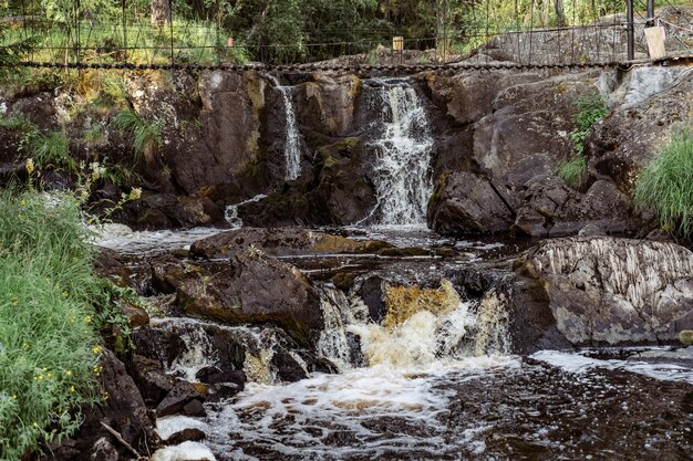 Small cascade of ruskeala waterfall, Karelia. High quality photo