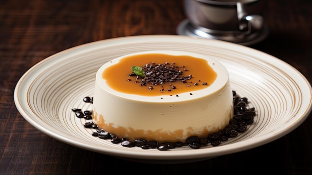 a small cheesecake with black pepper on the top.