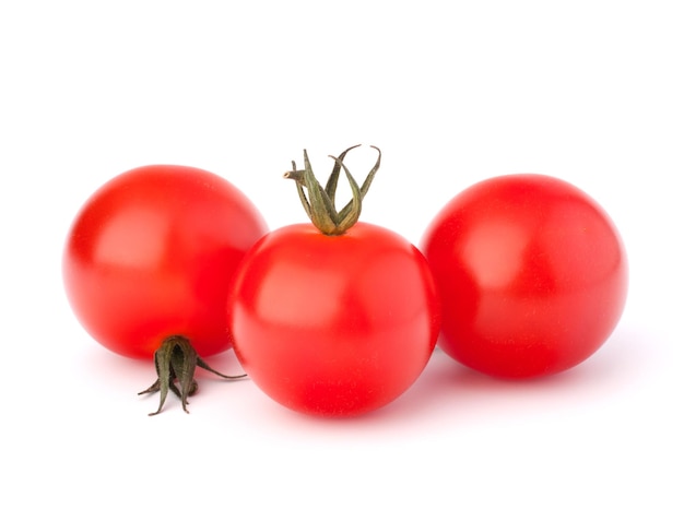 Small cherry tomato on white background close up