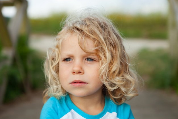 Small child enjoying of a sunny day