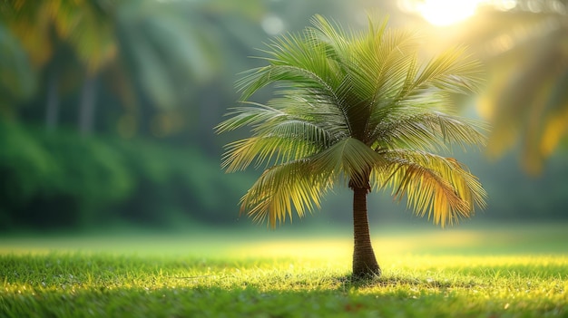 Photo a small coconut tree in the field