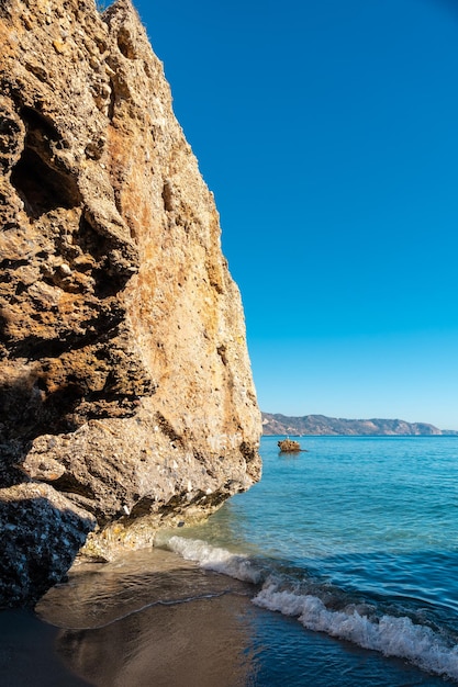 Small coves on Calahonda beach in the town of Nerja ideal for bathing Andalusia