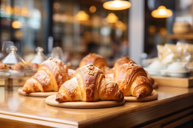 Small cozy cafe coffee shop bakery completing order business interior sunny morning light barista