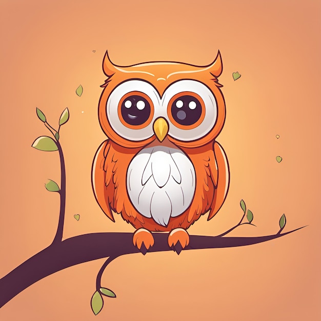 Small cute cartoon funny owl