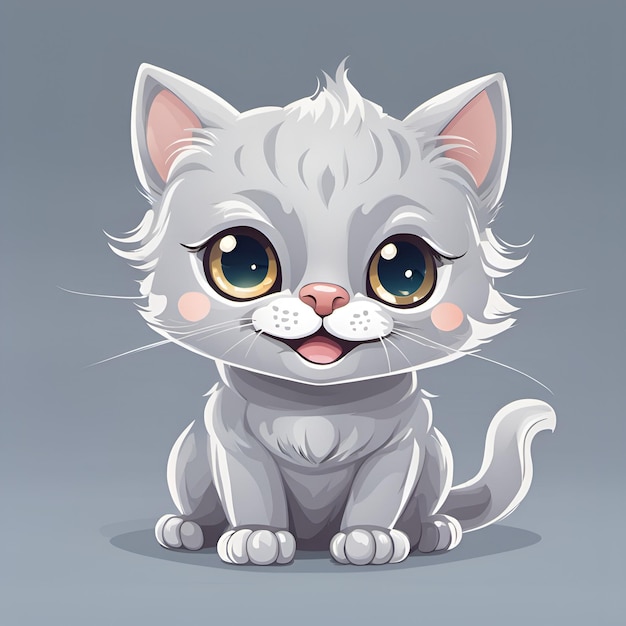 Small cute cartoon smiling cat