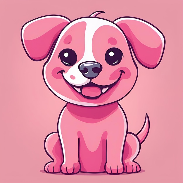 Small cute cartoon smiling dog