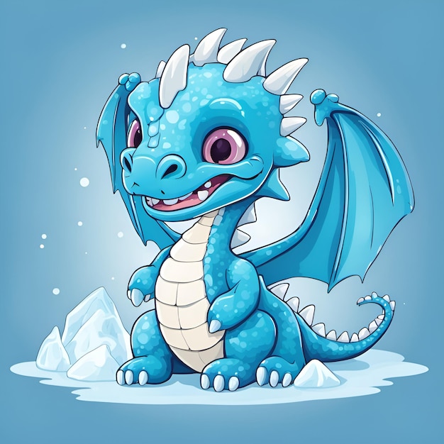 Photo small cute cartoon smiling dragon