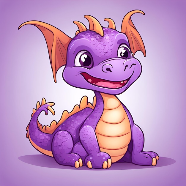 Small cute cartoon smiling dragon