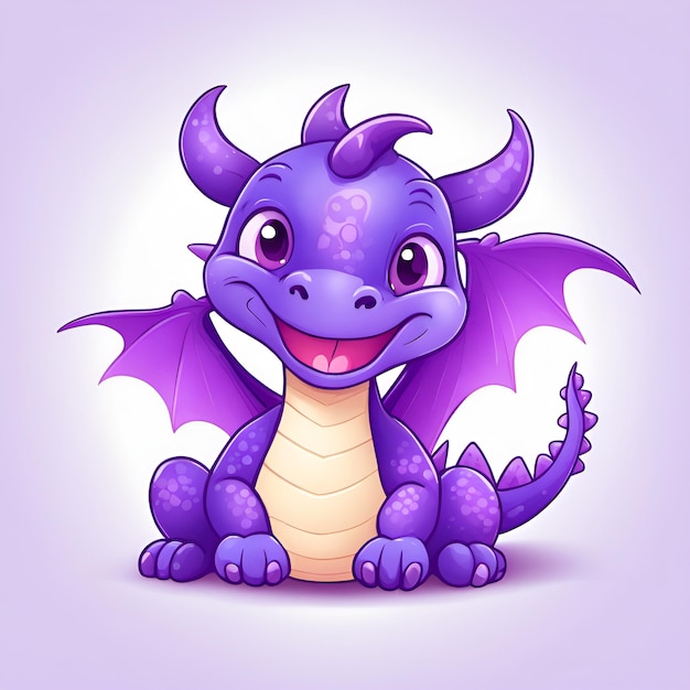 Фото Маленький милый мультяшный улыбающийся дракон