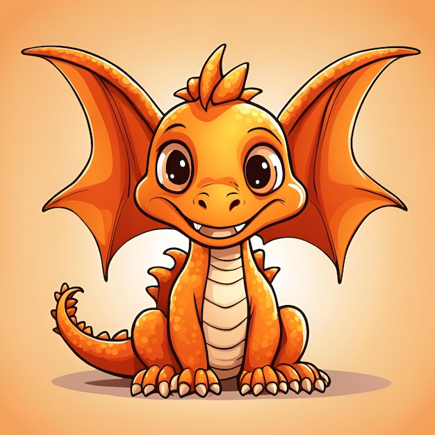 Small cute cartoon smiling dragon