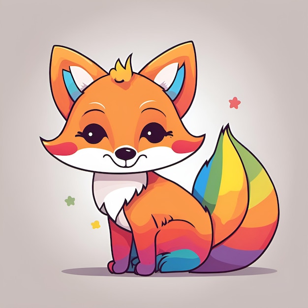 Small cute cartoon smiling fox