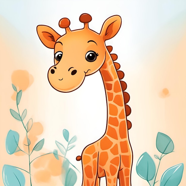 Foto giraffa sorridente del piccolo simpatico cartone animato