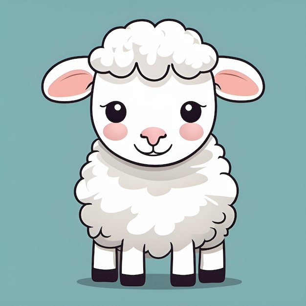 Small cute cartoon smiling sheep