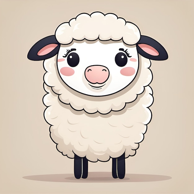 Маленькая милая мультяшная улыбающаяся овца