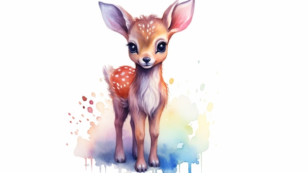 a small cute cartoon stained baby red deer with blueGenerative AI