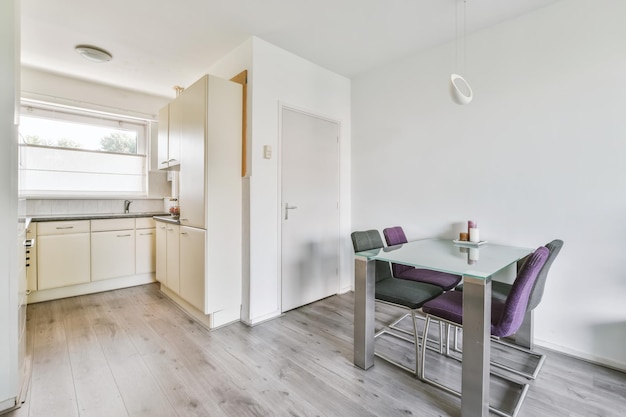 Small dining area with glass table