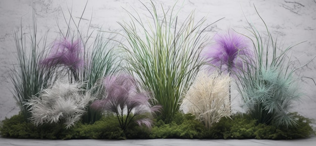 A small display of plants and flowers.