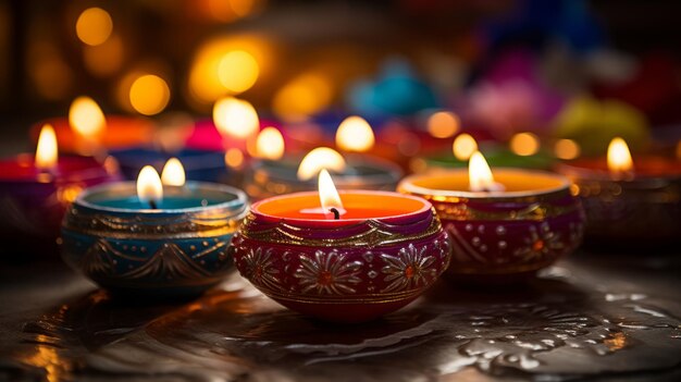 small diwali lights held in hand with blurries behind them 5