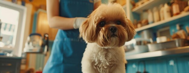 Small Dog Sitting on Table