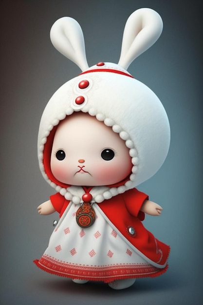 Small doll dressed in a red and white outfit generative ai