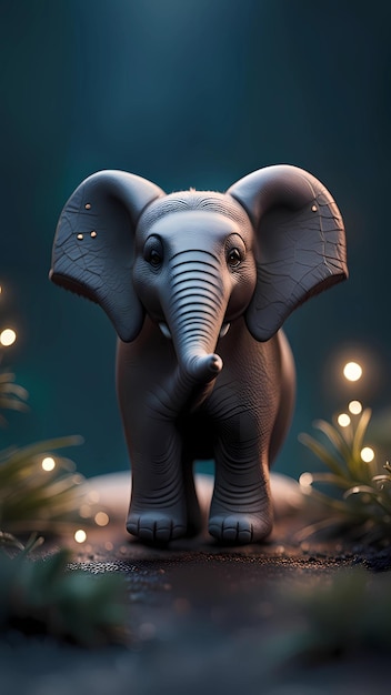 a small elephant is standing in front of a christmas tree