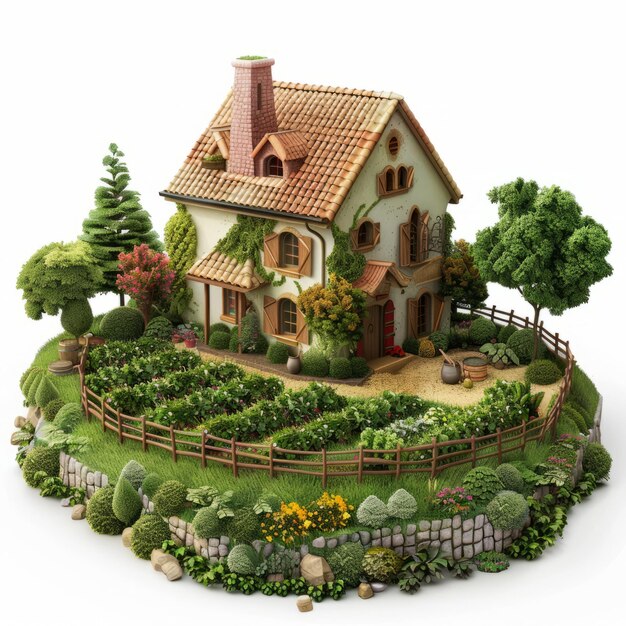 Photo a small europeanstyle house with a garden