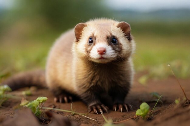 Small ferret ferret puppy brown ferret ferret on earth