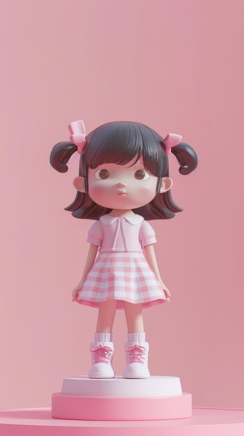 Small Figurine of Girl in Pink Dress