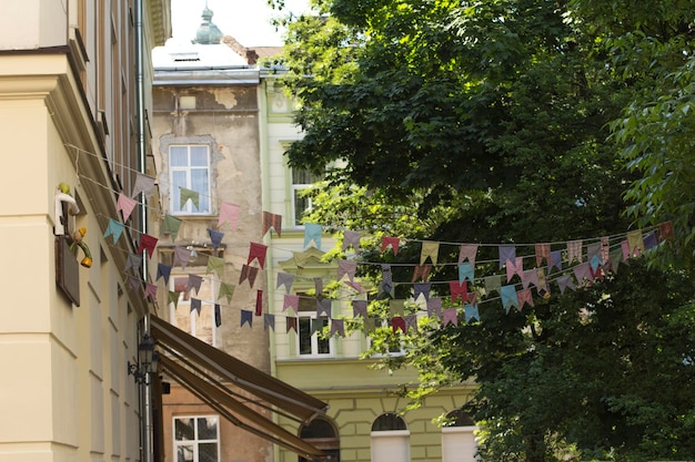 Small flags on the street