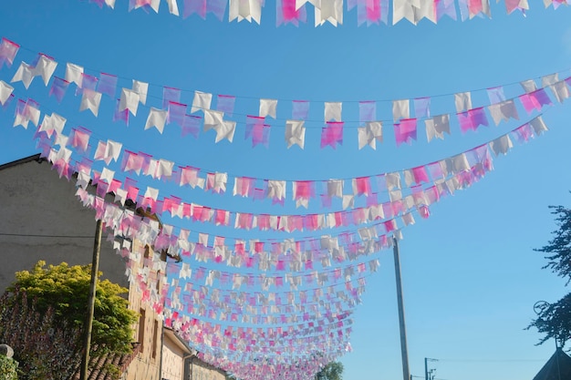 Small flags stretched on a rope