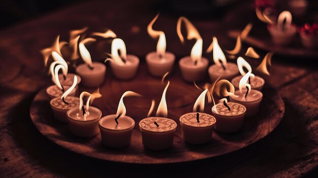 Small flaming candles