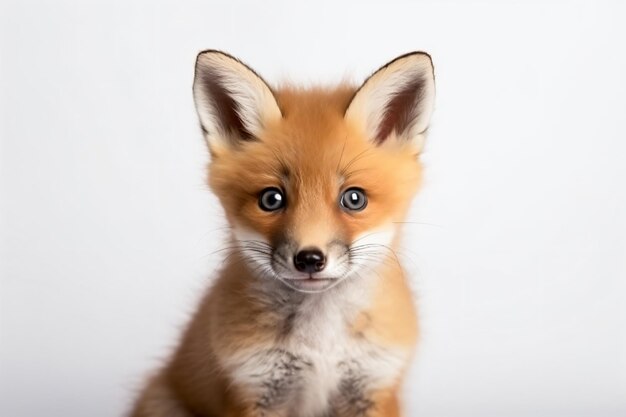 Photo a small fox sitting on a white surface